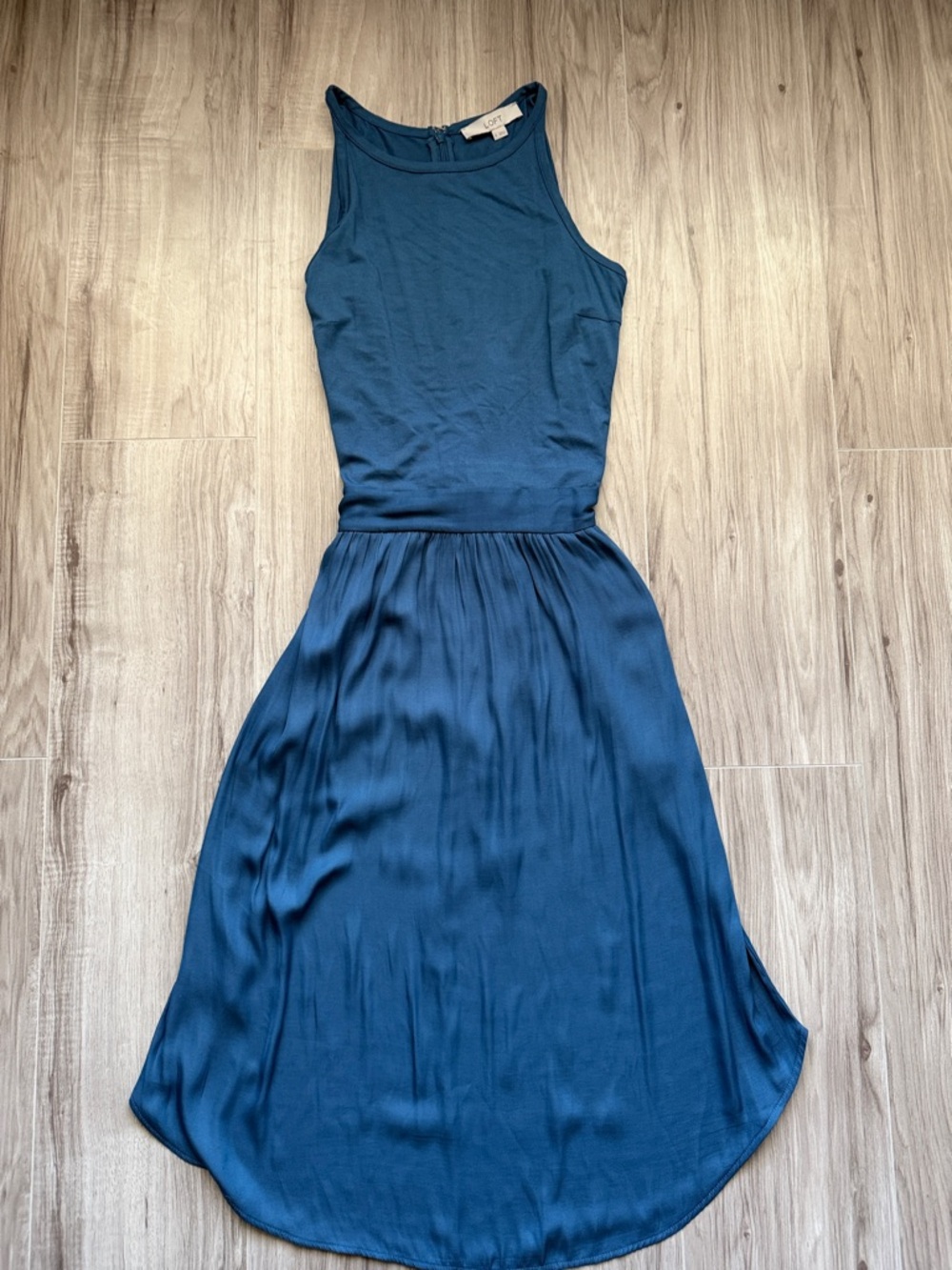 LOFT Teal-Blue Sleeveless Midi Dress